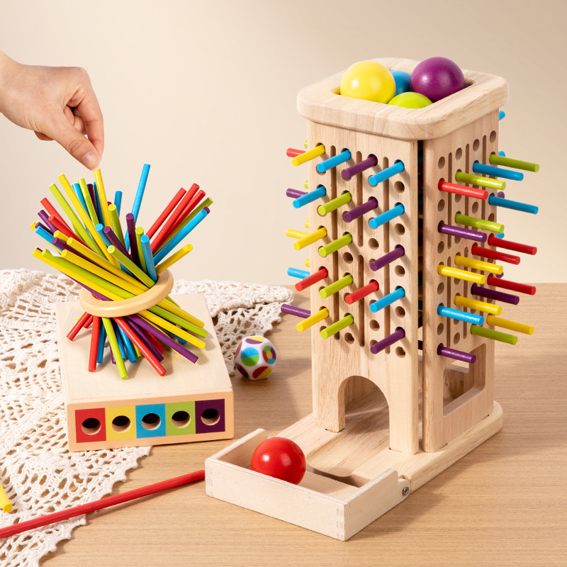 Dice Tower Wooden - Montessori jogo de madeira vara torre